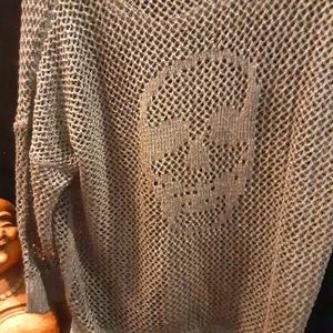 Rock & Republic crochet sweater with skull detail